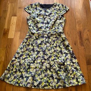 J Crew floral cap sleeve a line dress